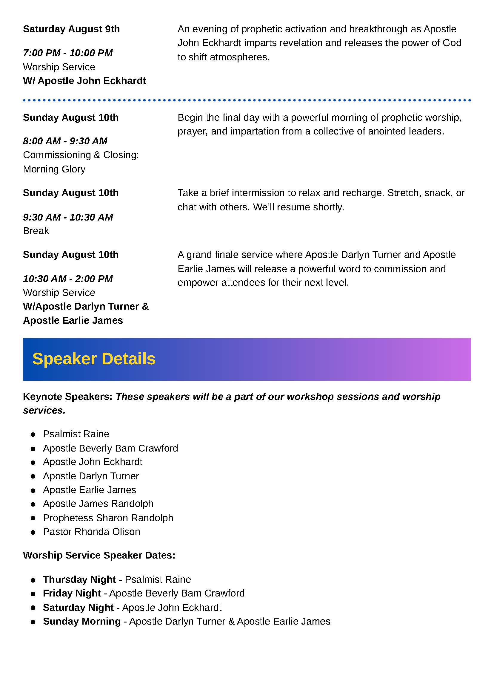 Holy Convocation Itinerary Page 3