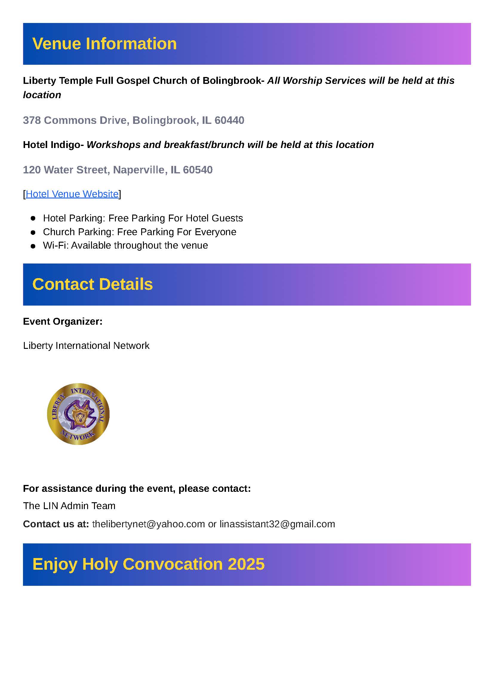 Holy Convocation Itinerary Page 4
